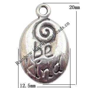 Pendant Lead-Free Zinc Alloy Jewelry Findings，12.5x20mm hole=1.5mm Sold per pkg of 300