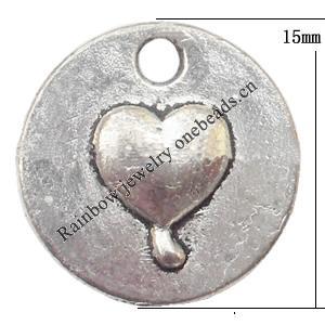 Pendant Lead-Free Zinc Alloy Jewelry Findings，15mm hole=2mm Sold per pkg of 500