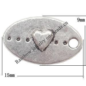 Pendant Lead-Free Zinc Alloy Jewelry Findings，15x9mm hole=1mm Sold per pkg of 1500