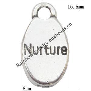 Pendant Lead-Free Zinc Alloy Jewelry Findings，8x18.5mm hole=2mm Sold per pkg of 800