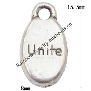 Pendant Lead-Free Zinc Alloy Jewelry Findings，8x18.5mm hole=2mm Sold per pkg of 800