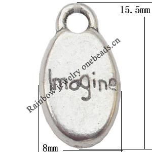 Pendant Lead-Free Zinc Alloy Jewelry Findings，8x18.5mm hole=2mm Sold per pkg of 800