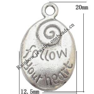 Pendant Lead-Free Zinc Alloy Jewelry Findings，12.5x20mm hole=1.5mm Sold per pkg of 300