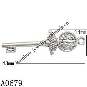 Pendant Lead-Free Zinc Alloy Jewelry Findings，13x43mm hole=1.5mm Sold per pkg of 200