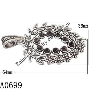 Pendant Lead-Free Zinc Alloy Jewelry Findings，36x64mm hole=7mm Sold per pkg of 50