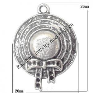 Pendant Lead-Free Zinc Alloy Jewelry Findings，20x26mm hole=1mm Sold per pkg of 200