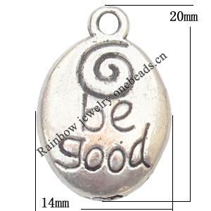 Pendant Lead-Free Zinc Alloy Jewelry Findings，14x20mm hole=2mm Sold per pkg of 300