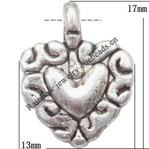 Pendant Lead-Free Zinc Alloy Jewelry Findings，13x17mm hole=1mm Sold per pkg of 500