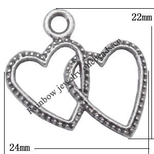 Pendant Lead-Free Zinc Alloy Jewelry Findings，22x24mm hole=2mm Sold per pkg of 400