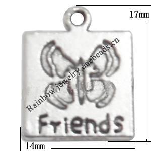 Pendant Lead-Free Zinc Alloy Jewelry Findings，14x17mm hole=1mm Sold per pkg of 500