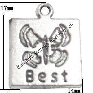 Pendant Lead-Free Zinc Alloy Jewelry Findings，14x17mm hole=1mm Sold per pkg of 500