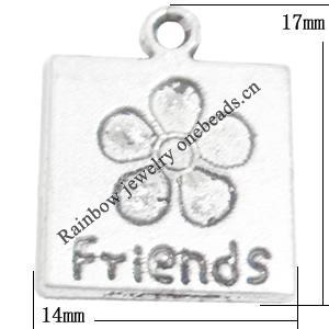 Pendant Lead-Free Zinc Alloy Jewelry Findings，14x17mm hole=1mm Sold per pkg of 500