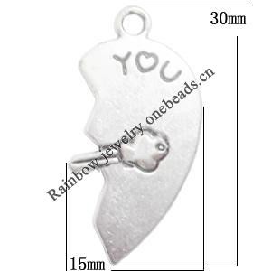 Pendant Lead-Free Zinc Alloy Jewelry Findings，30x15mm hole=1mm Sold per pkg of 400