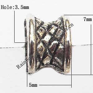 European Style Beads Zinc Alloy Jewelry Findings Lead-free, 5x7mm hole=3.5mm, Sold per pkg of 1000