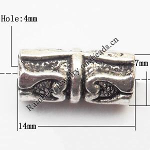 European Style Beads Zinc Alloy Jewelry Findings Lead-free, Tube 14x7mm hole=4mm, Sold per pkg of 400