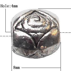 European Style Beads Zinc Alloy Jewelry Findings Lead-free, Drum 8x8mm hole=4mm, Sold per pkg of 500