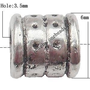 European Style Beads Zinc Alloy Jewelry Findings Lead-free, Tube 6x6mm hole=3.5mm, Sold per pkg of 1000