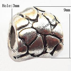European Style Beads Zinc Alloy Jewelry Findings Lead-free, Drum 9x9mm hole=3mm, Sold per pkg of 600