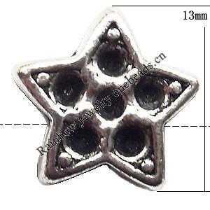European Style Beads Zinc Alloy Jewelry Findings Lead-free, Star 13mm hole=4.5mm, Sold per pkg of 200