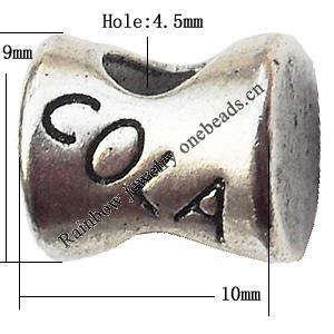 European Style Beads Zinc Alloy Jewelry Findings Lead-free, Bone 10x9mm hole=4.5mm, Sold per pkg of 300