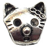 European Style Beads Zinc Alloy Jewelry Findings Lead-free, Cat Head 12x11mm hole=4.5mm, Sold per pkg of 300