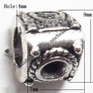 European Beads Zinc Alloy Jewelry Findings Lead-free, Elephant 7x9mm hole=4mm, Sold per pkg of 500