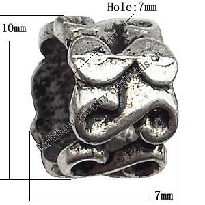 European Beads Zinc Alloy Jewelry Findings Lead-free, 7x10mm hole=7mm, Sold per pkg of 400