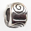 European Beads Zinc Alloy Jewelry Findings Lead-free, Tube 6x8mm hole=4.5mm, Sold per pkg of 600