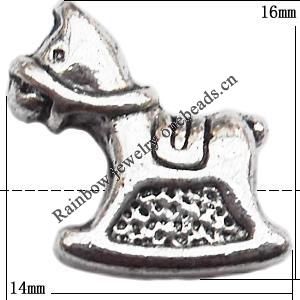 European Beads Zinc Alloy Jewelry Findings Lead-free, Animal 14x16mm hole=4.5mm, Sold per pkg of 200