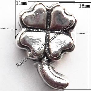 European Beads Zinc Alloy Jewelry Findings Lead-free, Flower 11x16mm hole=4.5mm, Sold per pkg of 200