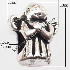 European Beads Zinc Alloy Jewelry Findings Lead-free, Angel 11x13mm hole=4.5mm, Sold per pkg of 300