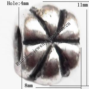 European Beads Zinc Alloy Jewelry Findings Lead-free, 8x11mm hole=4mm, Sold per pkg of 400