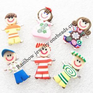 Jewelry Finding Pendant With Zinc Alloy With Fimo 18X25mm, Sold by Bag