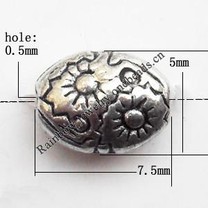 Drum Zinc Alloy Jewelry Findings Lead-free 7.5x5mm hole=0.5mm Sold per pkg of 1500
