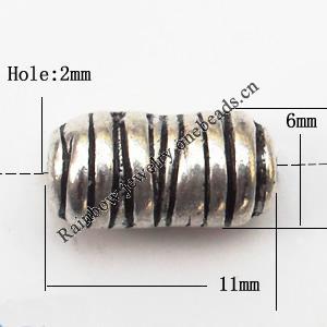Tube Zinc Alloy Jewelry Findings Lead-free 6x11mm hole=2mm Sold per pkg of 500