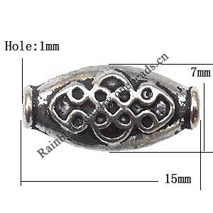 Oval Zinc Alloy Jewelry Findings Lead-free 15x7mm hole=1mm Sold per pkg of 700