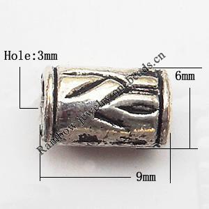 Tube Zinc Alloy Jewelry Findings Lead-free 9x6mm hole=3mm Sold per pkg of 1000