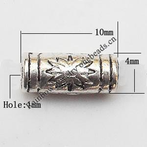 Tube Zinc Alloy Jewelry Findings Lead-free 10x4mm hole=1mm Sold per pkg of 1500
