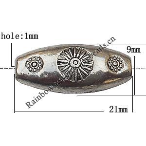 Drum Zinc Alloy Jewelry Findings Lead-free 21x9mm hole=1mm Sold per pkg of 300