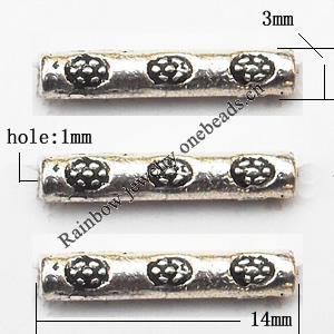 Tube Zinc Alloy Jewelry Findings Lead-free 14x3mm hole=1mm Sold per pkg of 2000