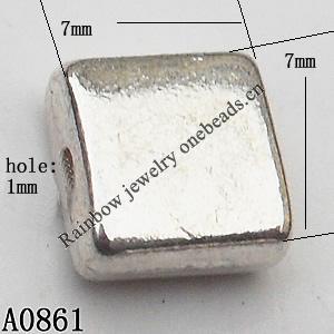 Square Zinc Alloy Jewelry Findings Lead-free 7x3mm hole=1mm Sold per pkg of 1000