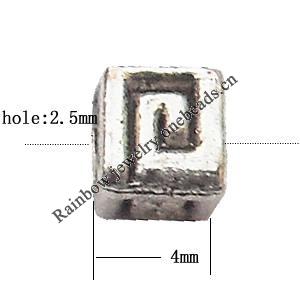 Square Zinc Alloy Jewelry Findings Lead-free 4mm hole=2.5mm Sold per pkg of 3000