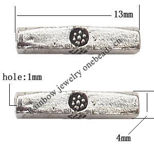 Tube Zinc Alloy Jewelry Findings Lead-free 4x13mm hole=1mm Sold per pkg of 2000