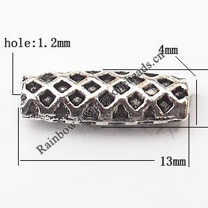 Tube Zinc Alloy Jewelry Findings Lead-free 13x4mm hole=1.2mm Sold per pkg of 1000