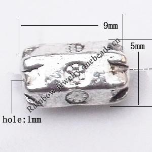Tube Zinc Alloy Jewelry Findings Lead-free 9x5mm hole=1mm Sold per pkg of 1000