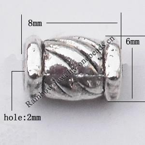 Tube Zinc Alloy Jewelry Findings Lead-free 6x8mm hole=2mm Sold per pkg of 800