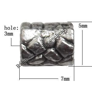 Tube Zinc Alloy Jewelry Findings Lead-free 7x5mm hole=3mm Sold per pkg of 1000
