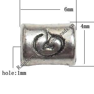 TubeZinc Alloy Jewelry Findings Lead-free 6x4mm hole=1mm Sold per pkg of 1000