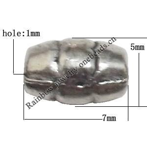 Drum Zinc Alloy Jewelry Findings Lead-free 7x5mm hole=1.5mm Sold per pkg of 1500