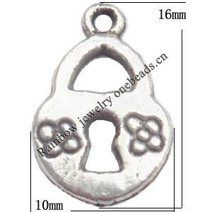 Zinc Alloy Jewelry Findings Lead-free, Pendant Lock 10x16mm hole=1mm Sold per pkg of 800